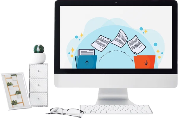 Professional document design services with digital documents on computer scree